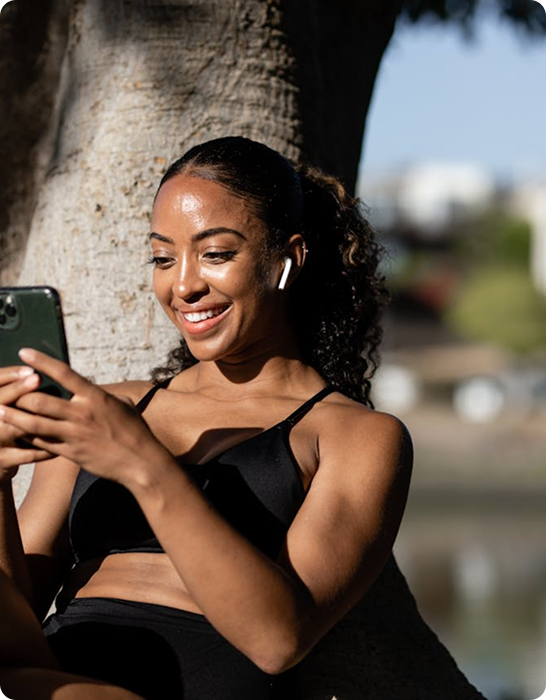 Female using MOVE Powered by Sequel AI mobile app
